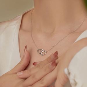Collar con Colgante de Corazones Entrelazados de Plata de Ley 925, Diseño Simple de Dylam, Regalos para Mamá, Día de la Madre, Joyería - Product Image 5