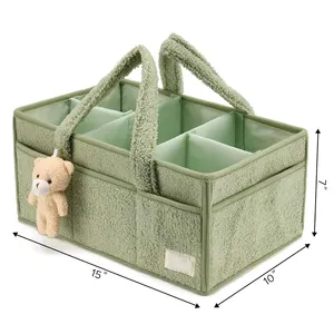 Portable Baby Nursery Diaper Caddy For Changing Table Teddy Car Organizer Storage Bin Basket For Wipes Newborn Essentials