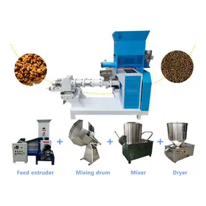 Factory supply professional dry type 30-1000kg/h small floating feed machine for fish pet