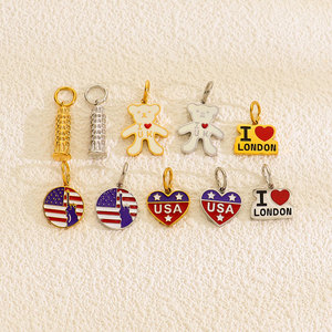 Custom Waterproof 14k 18k Pvd Gold Plated 316L Stainless Steel Luxury Country Flag <b>Charms</b> for <b>Bracelet</b> Necklace Jewelry Making - Product Image 2