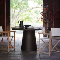 Table ronde de salle à manger en béton de style décontracté, personnalisable en taille et en hauteur, table d'appoint pour extérieur et balcon