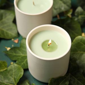 Gran oferta, cera, estilo novedoso, lado del mar aromático, Etiqueta Privada, forma de cilindro de fondo redondo, decoración de Festival, <span class=keywords><strong>velas</strong></span> aromáticas de cerámica - Product Image 1