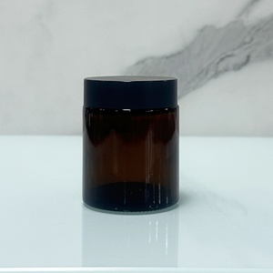 Luxury Round Cosmetic <b>Container</b> Refillable Empty Mini Eye Cream Face Cream 5g 10ml 15g 30g 50g Amber Glass Jar With Black Lids - Product Image 4