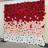 NINI Rote Moderne Umweltfreundliche Blumenwand 3D5D Rollstoff Künstliche Seidenrosen-Blumenwand-Paneel Hintergrund Hochzeitsdekoration