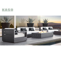 Ensemble de mobilier d'extérieur Tissage sur corde Patio Ensemble de conversation en métal pour l'extérieur Ensemble de canapé d'angle de jardin en aluminium imperméable