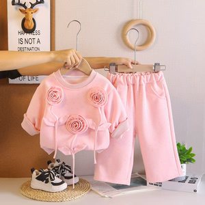 Ensemble de vêtements pour <span class=keywords><strong>fille</strong></span> 2026, ensemble de survêtement rose à fleurs 3D, ensemble de <span class=keywords><strong>2</strong></span> pièces - Product Image 1