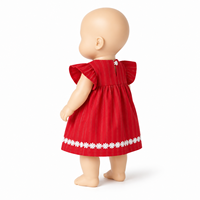Robe de poupée personnalisée à manches volantées avec rayures rouges, décoration en dentelle florale blanche, tenue faite à la main pour poupée de simulation de 18 pouces, OEM