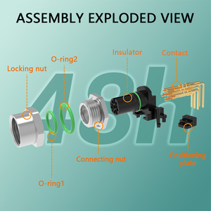 Thông tư M12 nối <span class=keywords><strong>6</strong></span> <span class=keywords><strong>pin</strong></span> một mã điện công nghiệp PCB bảng điều chỉnh gắn kết 90 độ Nam Nữ Ổ cắm IP67 kết nối không thấm nước - Product Image 5