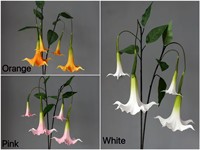 Centre de table de mariage en fleurs artificielles de haute qualité, faites à la main, à 2 têtes, en PU, effet toucher réel, blanc et rose, Datura Stramonium