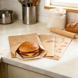 Papier ciré imprimé avec logo personnalisé, qualité alimentaire, résistant à la graisse, pour sandwichs, biscuits, pain, bonbons, sushis, gâteaux - Product Image 1