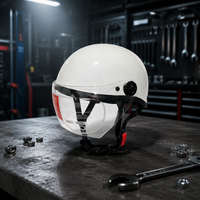 Nouveau casque de moto blanc demi-face avec visière HD - Coque légère en ABS, doublure en mousse, casque ouvert pour scooter pour hommes et femmes