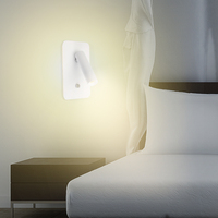Led lampu baca samping tempat tidur hotel lampu dinding Nordik sederhana kamar tidur tamu belajar persegi panjang kontrol sentuh lampu dinding berputar port USB