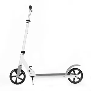 Kids Adults Scooters, Two Big Wheels Folding Adjustable Kick Scooters with Carry Strap and Bell, Disc and Rear Dual Brakes