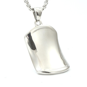 Yunnique – collier avec pendentif géométrique en acier titane, bijoux à la mode, couleur argent blanc, cadeau unisexe - Product Image 1
