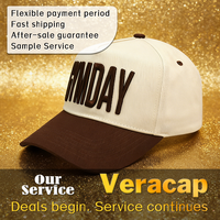 Gorra de Béisbol HBA54 de 5 Paneles con Visera Curva, Estilo Vintage, Personalizada con Bordado Americano, Diseño de Puntos Bicolor para Adultos