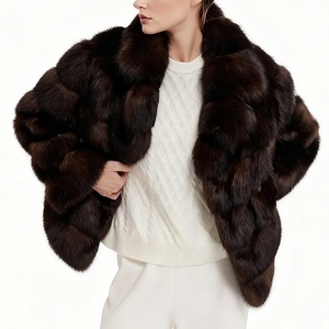 Manteau parka en fausse fourrure épaisse à revers rétro haut de gamme pour femme garçon-Manteau en fausse fourrure écologique ressemblant à du vison et en fausse fourrure de sable - Product Image 2
