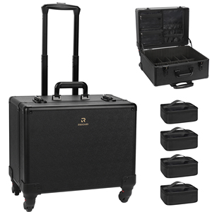 Relavel Rolling Makeup Case <b>Trolley</b> With 6 Removable Pouches Suitcase Wheels Cosmetic Train F251214-1 360. Rolling <b>Trolley</b> Offer - Product Image 4
