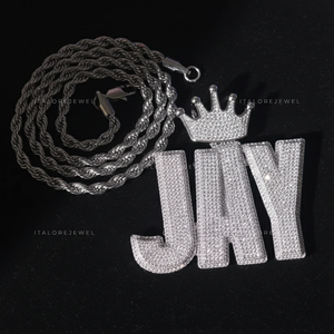 Nouveau Pendentif Lettre JAY en Argent Sterling 925 Plaqué Or Blanc avec Perle d'Eau Douce et Moissanite Sertie en Canal, Charme Unisexe Hip Hop pour Fête - Product Image 2