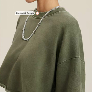 <span class=keywords><strong>Camiseta</strong></span> de Manga Larga para <span class=keywords><strong>Mujer</strong></span>, Estilo Crop Top, 380GSM, 100% Algodón, Diseño Vintage Lavado al Ácido, Tejido de Punto, Personalizable OEM - Product Image 5