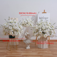 Boule de fleurs artificielles en soie blanche, centre de table pour mariage, Noël, remise de diplôme, décorations