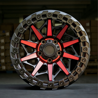 Jantes tout-terrain forgées Beadlock 5x100 5x114.3 5x115 5x120 5X127 5x130mm Rouge et Noir pour Tundra/Sequoia / Land Cruiser