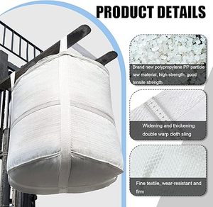 Huamaohengchun5Pcs Circular FIBC Bulk Bag,1.5 Ton Bag, Ø37.4" x 39.4"H,3300lbs SWL Safty Factor 3:1,Woven Polypropylene Bags - Product Image 3