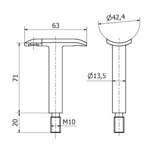 Support fileté M10 pour ondulé Inox AISI 304 Finition satinée SKU C110176 pour balustrades et mains courantes Ø 42.4 - Product Image 2