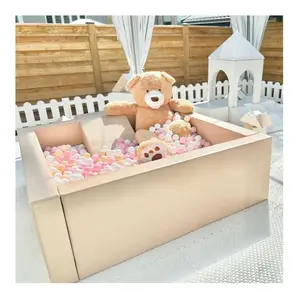 Ball Pit Soft Play Equipment Beige Playground Neutral Color Tan Outdoor Ball Pit With Slide White Inflatable Bouncer Ball Pools