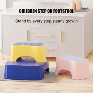 OEM New Household Colorful Portable Children's Baby Bathroom Non-slip Plastic Stool 2 Step Ladder Stool Bench Footstool