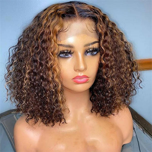 Pelucas Ombra HD con Frente de Encaje Francés Transparente, Rizadas, Onduladas, Sueltas, 100% Cabello Humano Virgen, Sin Pegamento, Nudos Decolorados, para Mujeres Negras - Product Image 4