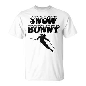 Camiseta Snow Bunny Skier Unisex para Adultos, Cuello Redondo, Manga Corta, Impresión en Serigrafía, Tallas S M L XL XXL, Blanca con Estampado Gráfico de Esquí - Product Image 2