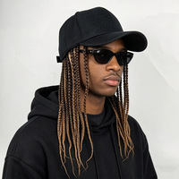 Casquette de baseball intégrée avec tresses longues prêtes à porter, chapeau avec mèches de cheveux tressées