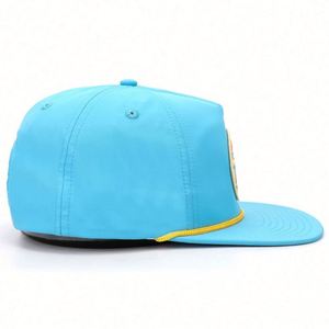 Custom Logo High Quality 5 Panel Quick Dry Flat Brim Caps Sublimated Printing Patch Rope Snapback <b>Hat</b> - Product Image 4