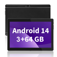 Tablette Veidoo nouvelle 10,1 pouces A523 Android 64 Go avec écran IPS HD, WiFi, emplacement pour carte SIM, 3 Go de RAM, capacité 64 Go, pour usage professionnel