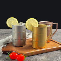 Tasses à bière en acier inoxydable de 350 ml sans BPA, incassables, avec logo personnalisé, avec poignée, pour le camping, cadeau