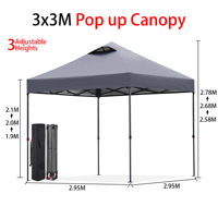 Tente à auvent Oxford facile à monter 3x3 avec structure en fer, usage commercial simple, intérieur/extérieur, imperméable, protection UV, pliable, toutes saisons, pour fêtes