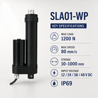 Actionneur linéaire électrique étanche IP69 1200N 12V 24V CC à course personnalisée pour machines extérieures et environnements humides SLA01-WP