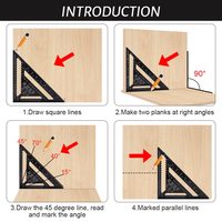 Outils carrés de menuiserie précis 12 pouces métrique Triangle règle rapporteur haute précision en alliage d'aluminium Double échelle onglet
