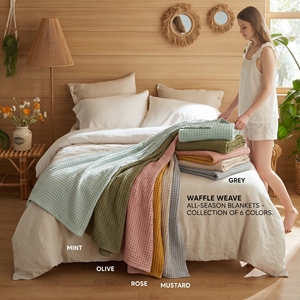 Couverture Confort Quatre Saisons en Coton Tissé Personnalisée pour Lit, Couverture Épaisse à Motif Gaufre - Product Image 6