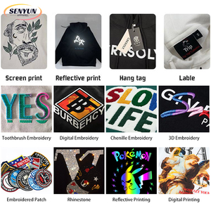 2024 nuevo jersey bordado ropa informal de algodón personalizado Puff impresión Logo 500 Gsm peso pesado liso hombres sudaderas con capucha y sudaderas - Product Image 5