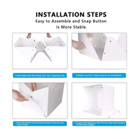 Tenda lampu fotografi portabel, kotak lampu Studio foto portabel 6 warna 2 Strip Led 40cm x 40cm x 40cm