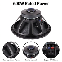 Subwoofer professionnel de 18 pouces, 600 W RMS, haut-parleur PA, bobine vocale de 100 mm, aimant de 220 mm pour système de sonorisation de scène