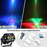 Wuzstar Lumières de fête du Nouvel An, rotation à 360°, effets sonores, spectacle de lumière stroboscopique, 60 motifs, télécommande, pour la maison/intérieur