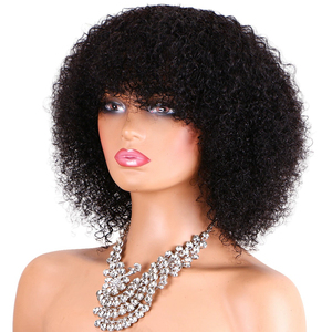 Perruque naturelle afro bouclée, style bob, coupe pixie rebondissante, perruque complète en <span class=keywords><strong>cheveux</strong></span> humains avec <span class=keywords><strong>frange</strong></span> pour femmes - Product Image 2