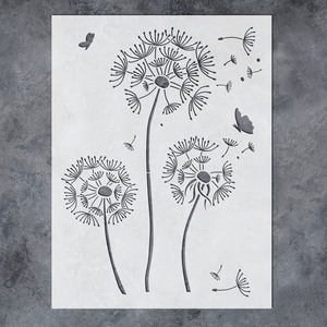 Stencil per Disegno <span class=keywords><strong>di</strong></span> Dente <span class=keywords><strong>di</strong></span> Leone e Farfalla, Grande 12x16 Pollici, Ecologico in PET, Riutilizzabile per Dipingere Pareti, Tele, Mobili - Product Image 1