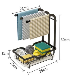 Soporte colgante de almacenamiento para trapo, estante de esponja para fregadero, escurridor multifunción, organizador para cocina y baño, decoración ajustable - Product Image 5