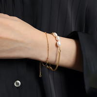 Bracelets à double rang de perles baroques fines avec fermoir OT pour femmes, bijoux en argent sterling 925 personnalisés par des designers, vente en gros
