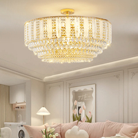 Moderne métal rond grands lustres nordiques chambre salon pendentif plafonnier led k9 luxe lustre en cristal