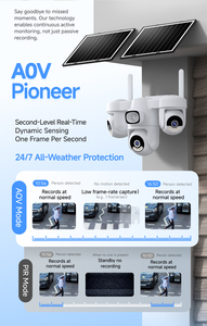 Vendita all'Ingrosso 360 °   Telecamera di Sicurezza Panoramica a 3 Lenti con Tracciamento AI, Visione Notturna a Colori, Allarme Sonoro, Rilevamento Movimento, Alimentazione Solare 4G - Product Image 2