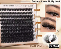 Extensions de cils DIY 30P 40P 50P 100P 200P, Cils en grappe Manga, 200 grappes, Effet volumineux, Courbure D, 10-18mm, Cils en éventail effet cachemire